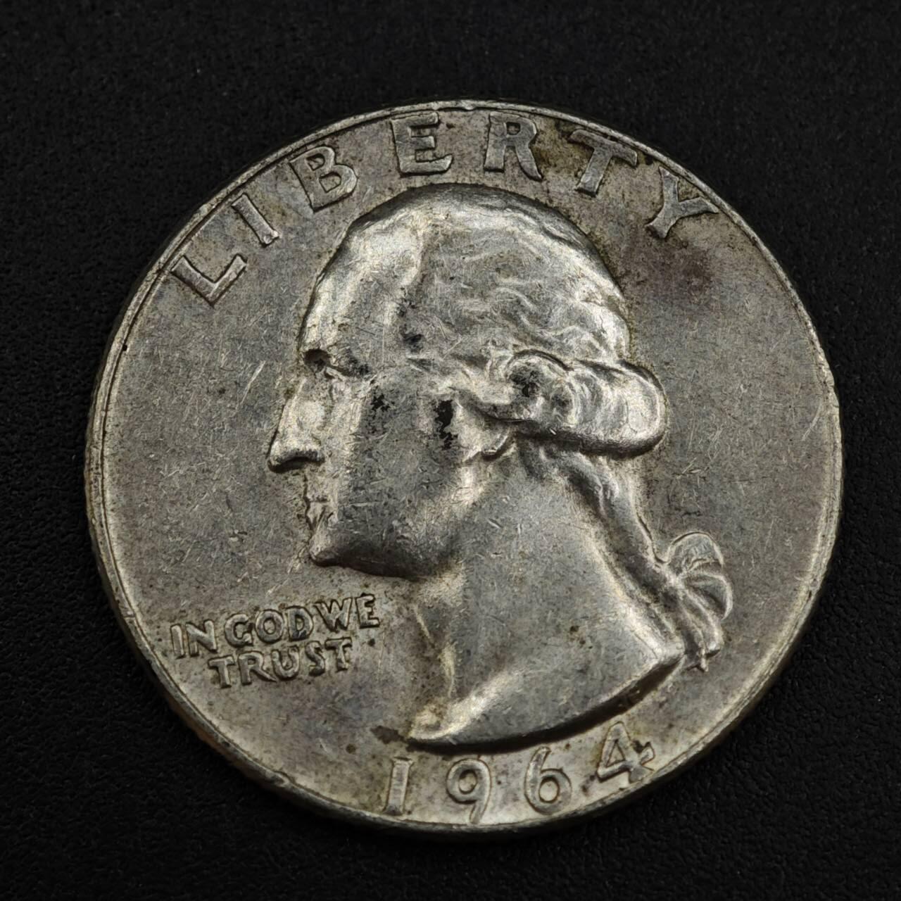 【淘币小摊】限时拍第八百一十二拍  小银币场  满百包邮可预留两周  周一统一发货  美国1964年25分银币