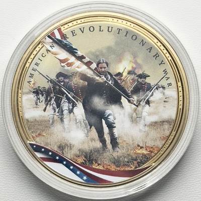 ＜小葵钱铺＞第66期·散币·银币场·满200包邮，不寄存·12月1号发货 - 〈50mm，45g〉皮特凯恩群岛2023年美国独立战争1元镀金纪念币