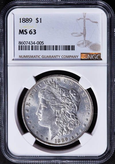 【俄甄集藏】2025年(045)12-03 星期三 晚 19:30 全场包邮 - 美国1889年摩根1美元大银币，NGC MS63，转光品相