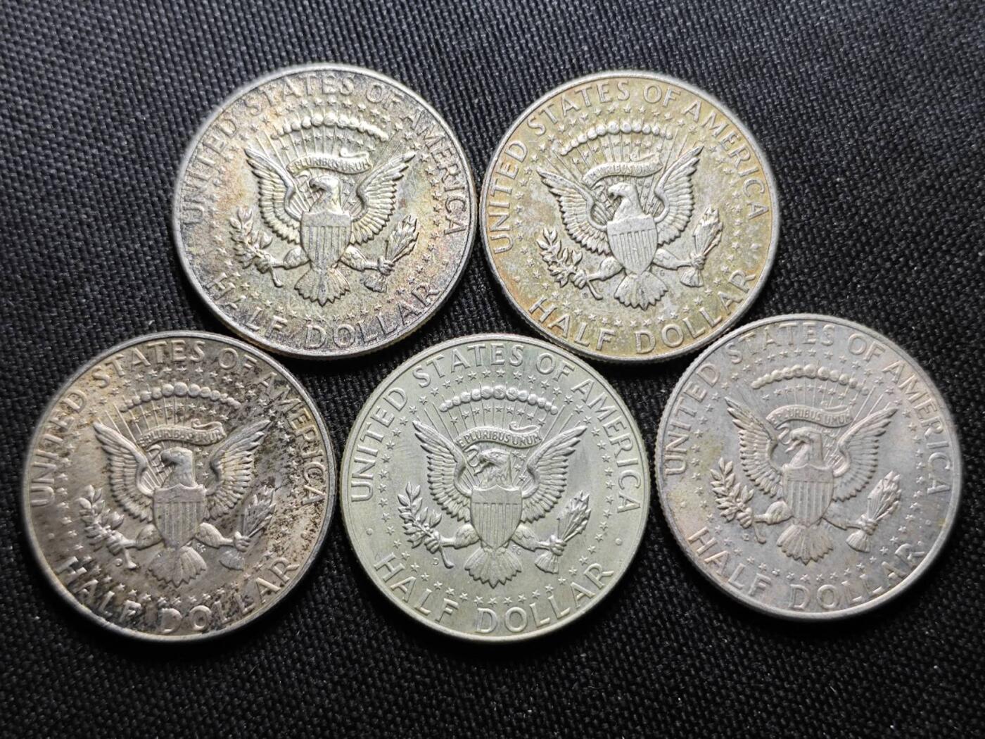 KK钱币收藏小铺 （套币 好品/批量散币 银币）专场  2月预留时间 周末发货  1964美国50分银币 高银一组5枚