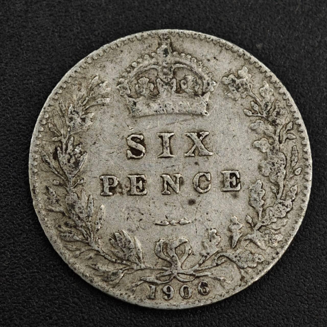 【淘币小摊】限时拍第八百一十二拍  小银币场  满百包邮可预留两周  周一统一发货  英国1906年爱德华七世6便士银币