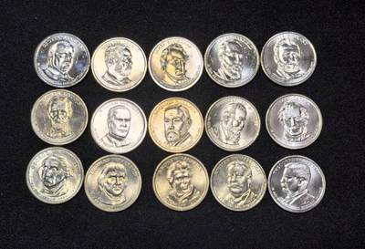 北京马甸外国币专卖第147期，外国币专场，陆续上拍，欢迎关注 - 美国1美元总统纪念币15枚