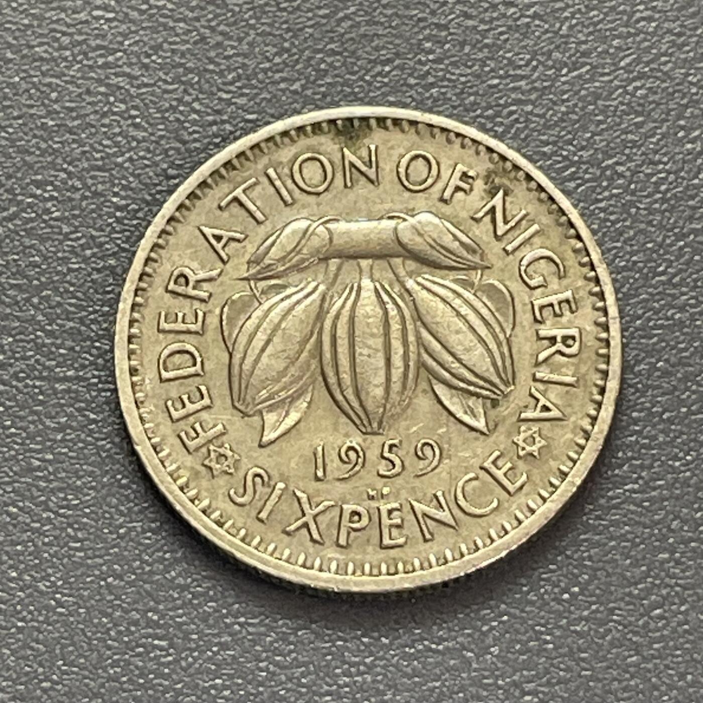 回流1130 英属尼日利亚1959年6便士流通币（联邦时期）可可