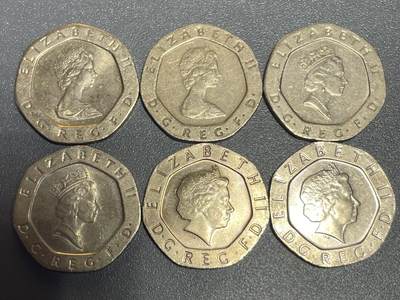 回流1130 - 英国20便士7边形不同年份6枚 皇家玫瑰