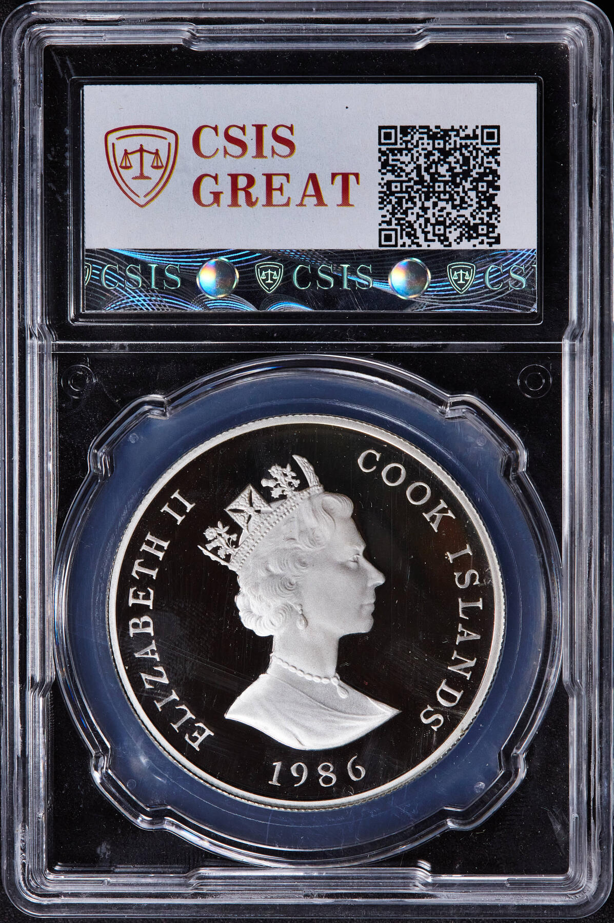 【俄甄集藏】2025年(045)12-03 星期三 晚 19:30 全场包邮 英属库克群岛1986年纪念安德鲁王子皇室婚礼1元精制大银币，信泰 PF69UC，重量：27.22克，含银量：92.5%，直径：38.5mm，发行量：2500枚，英联邦皇室婚礼银币中的稀少品种