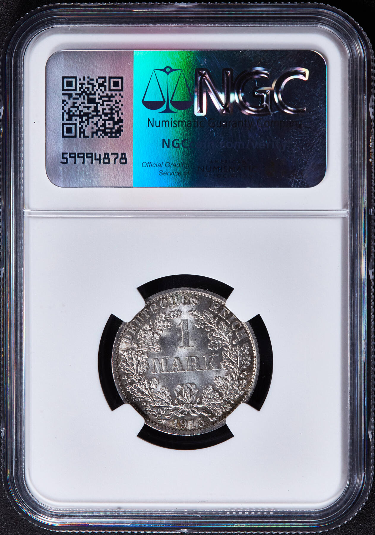 【俄甄集藏】2025年(045)12-03 星期三 晚 19:30 全场包邮 德国1915年威廉二世A版1马克银币，NGC MS66，黄油环彩，顶级转光
