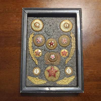 【第貳場】近代勋奖章徽章服饰杂项专场 - 鸭绿江畔 人民军—陆、空、外事、军校等标识一组