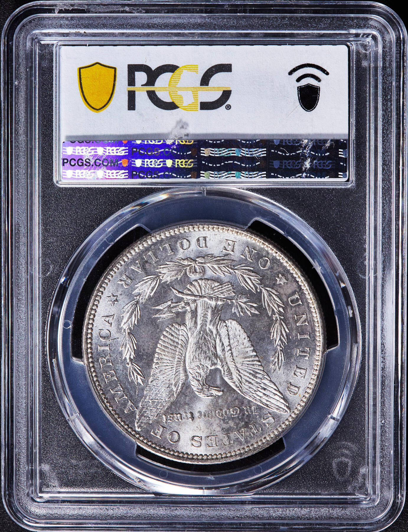 【俄甄集藏】2025年(045)12-03 星期三 晚 19:30 全场包邮 美国1887年摩根1美元大银币，PCGS MS64，车轮转光，底板凝霜