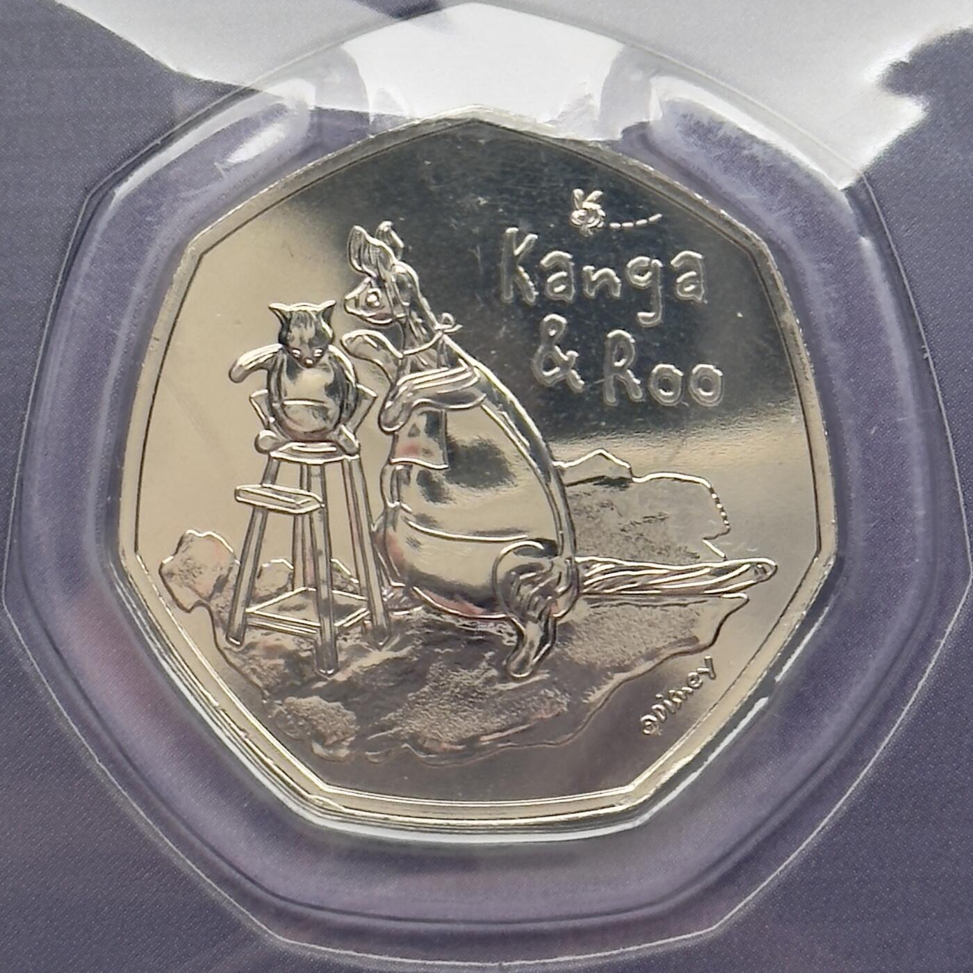 ＜小葵钱铺＞第66期·散币·银币场·满200包邮，不寄存·12月1号发货 英国2022年小熊维尼和朋友们·袋鼠妈妈50便士卡装纪念币