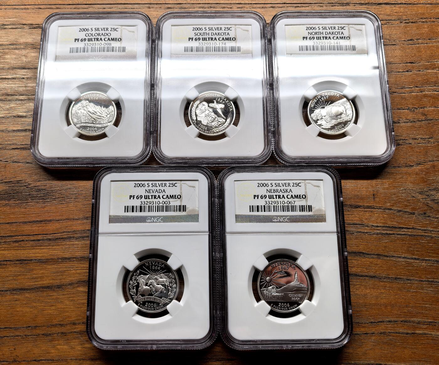 纫秋兰以为佩·凡希社微拍感恩专场 2006美国联邦州25分纪念银币五枚套NGC-PF69UC，科罗拉多等等