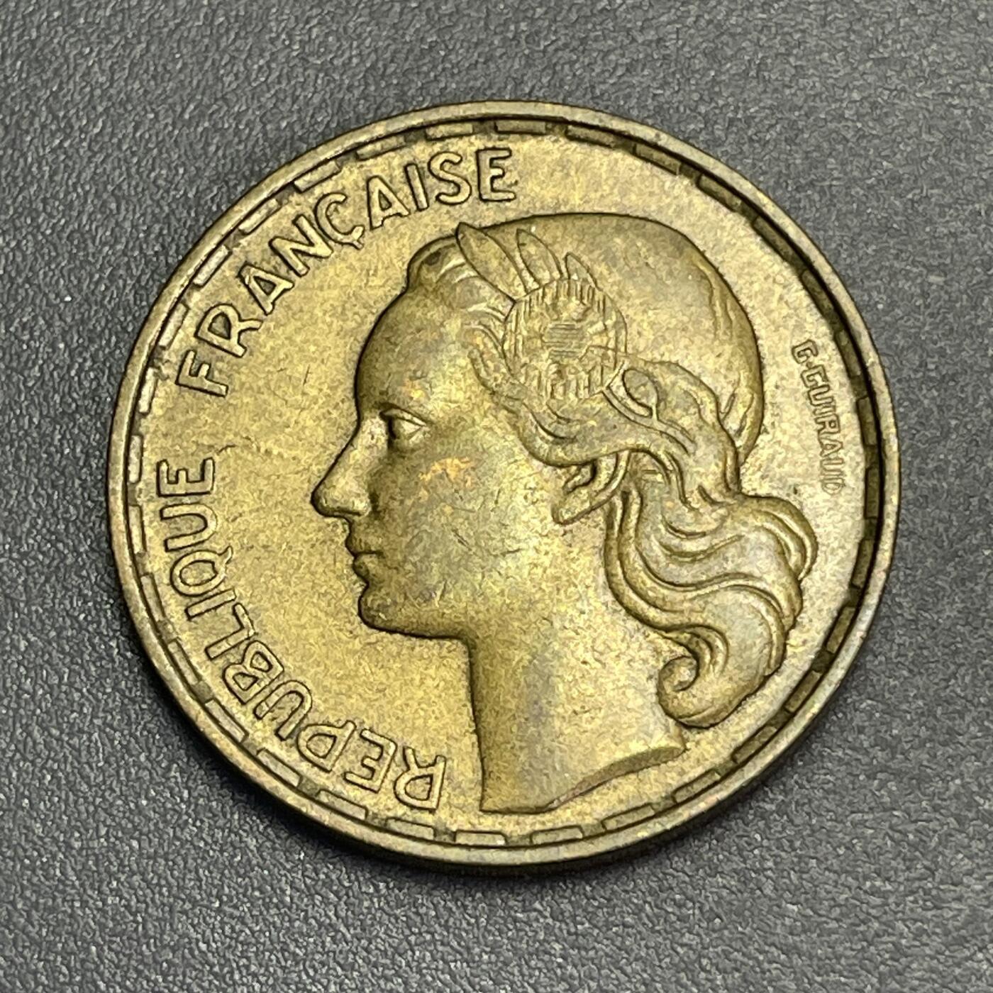 回流1130 法国1951年第四共和国50法郎铜币 玛丽安娜/高卢雄鸡