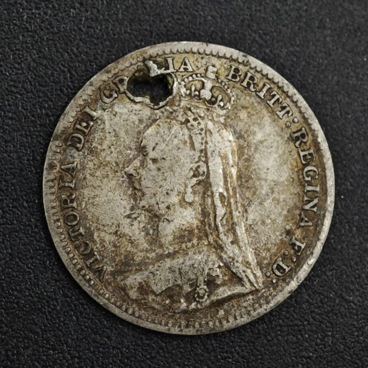 【淘币小摊】限时拍第八百一十二拍  小银币场  满百包邮可预留两周  周一统一发货  英国1891年维多利亚3便士银币