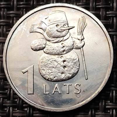 布加迪🐬～世界钱币(上海)🌾第 262 期 /  各国套币和散币 - 拉脱维亚🇱🇻 2007年 1拉特 雪人 纪念币 雪人