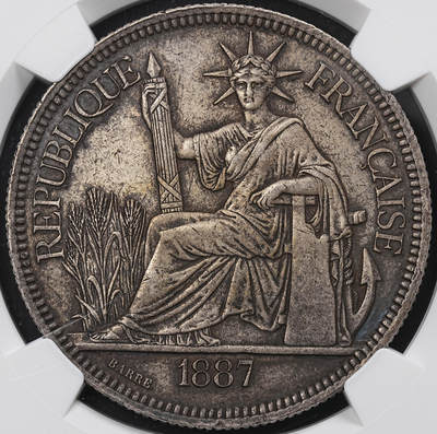 修遠堂世界钱币第九十五期 - NGC XF45 1887年法属印支坐人大银币 早期加重版