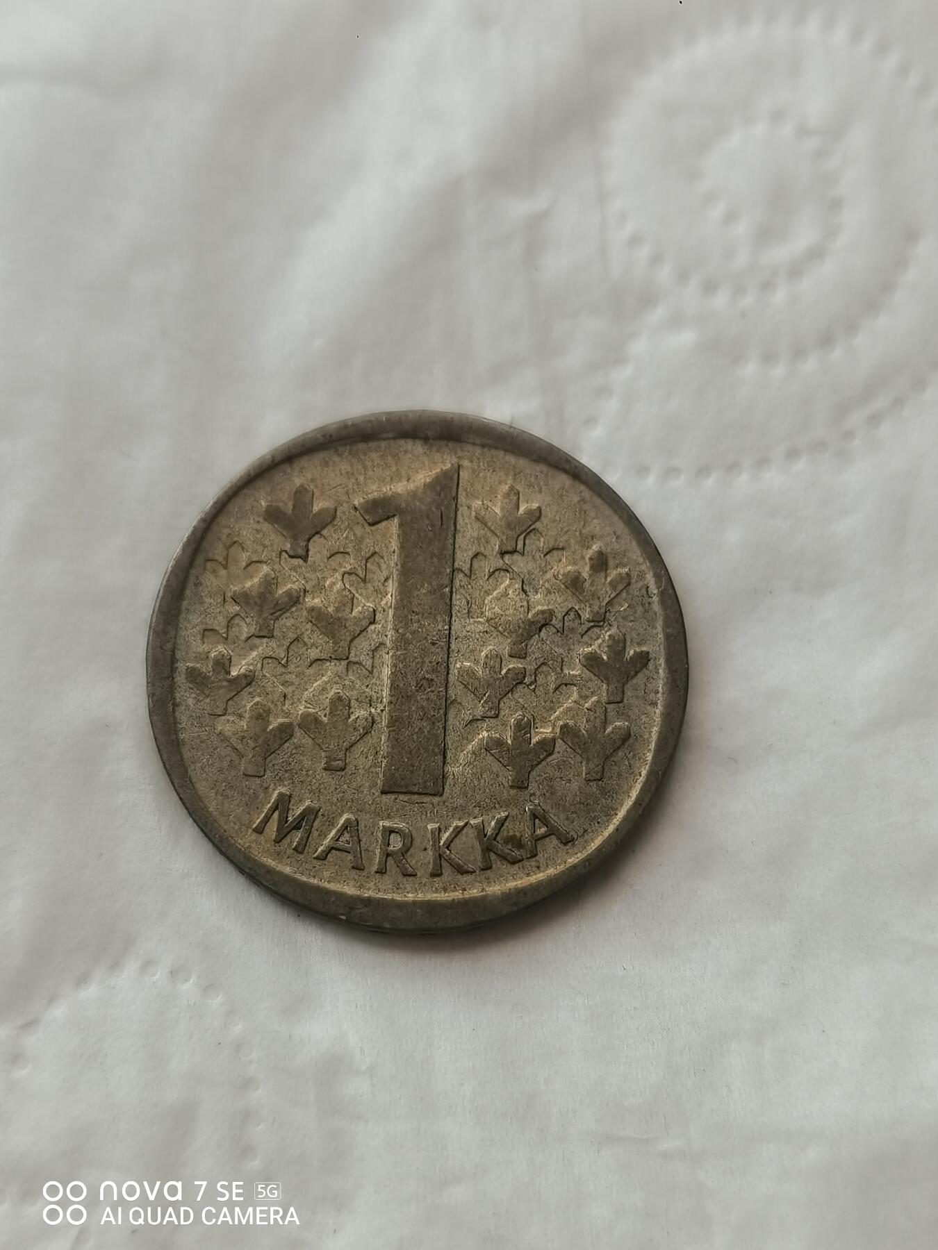 外国钱币 66年芬兰1马克