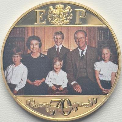 ＜小葵钱铺＞第66期·散币·银币场·满200包邮，不寄存·12月1号发货 - 直布罗陀2017年七十年的奉献•皇家家族彩色肖像1克朗镀金纪念币
