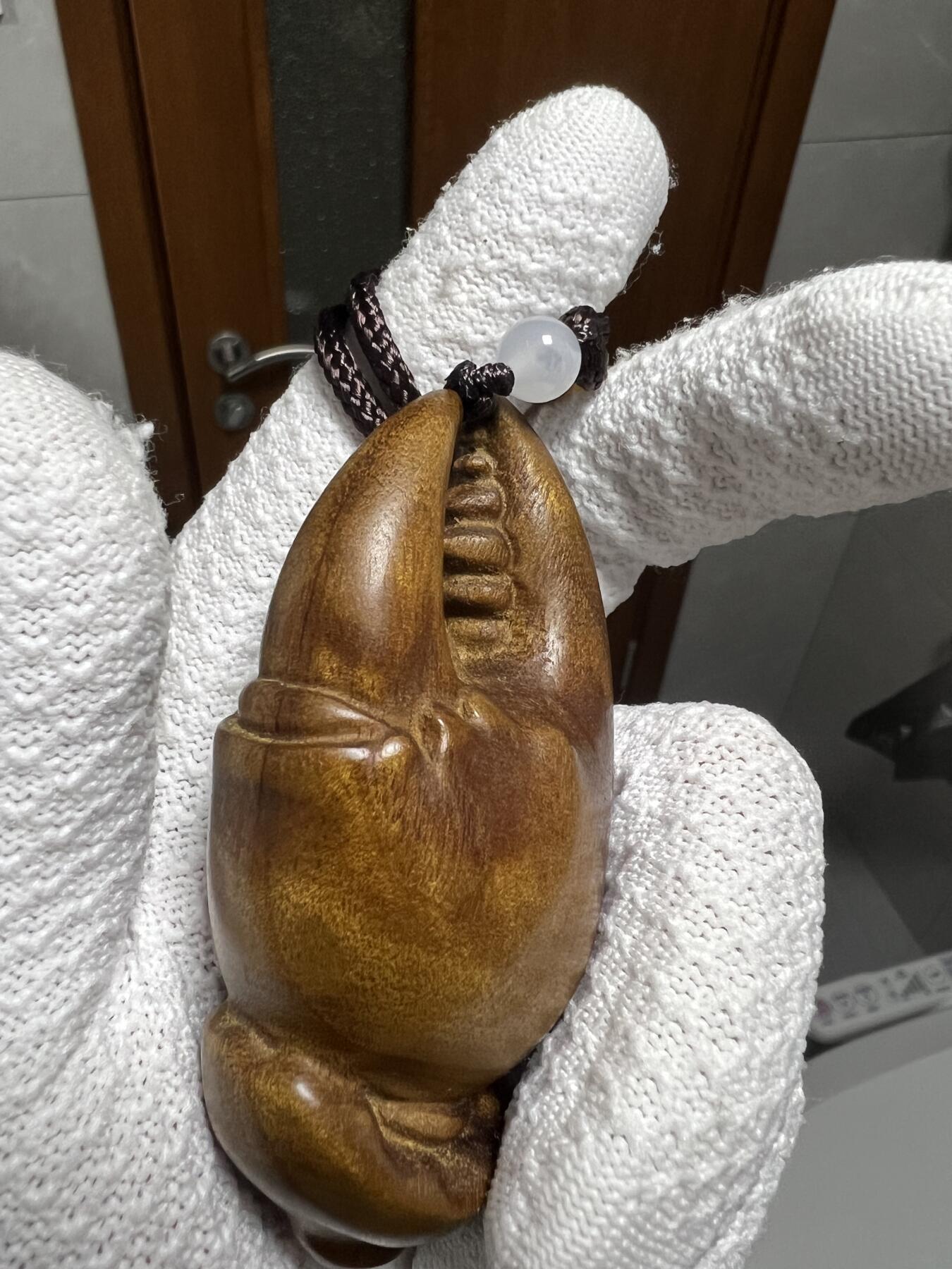 零元拍：金丝楠 马上有钱 雕件手把件小金块，满手留香金丝流溢。80/31/40MM