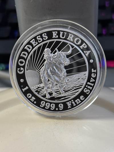 第183期拍卖 - 托克劳2022年欧罗巴骑牛女神1盎司纪念银币，999银，有氧化小白点