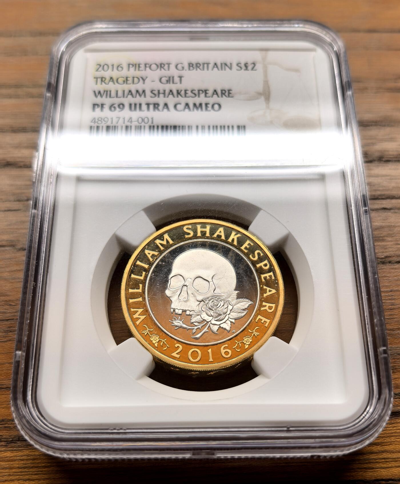 纫秋兰以为佩·凡希社微拍感恩专场 2016英国莎士比亚悲剧2镑加厚双色银币NGC-PF69UC