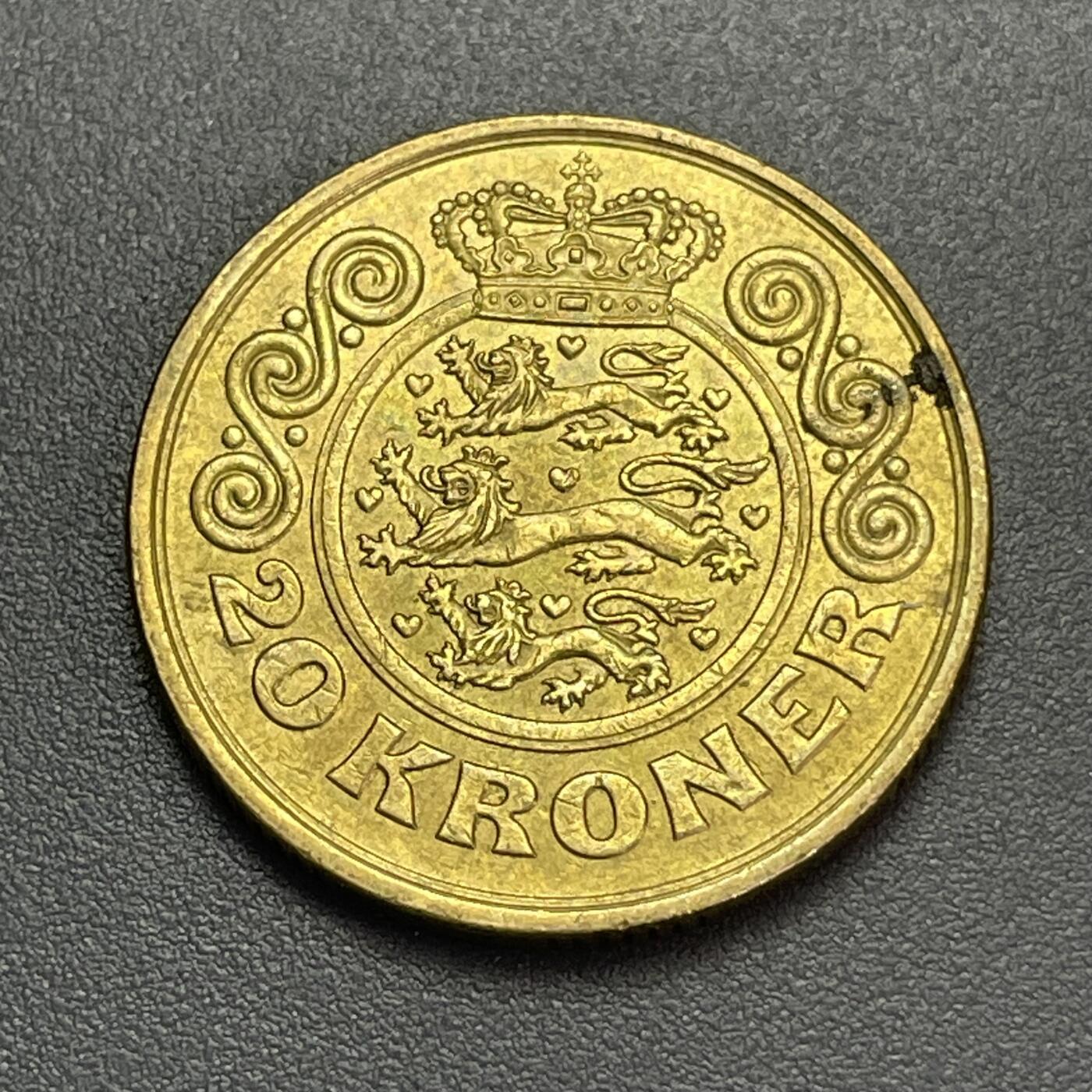 回流1130 丹麦1991年玛格丽特二世20克朗青铜币