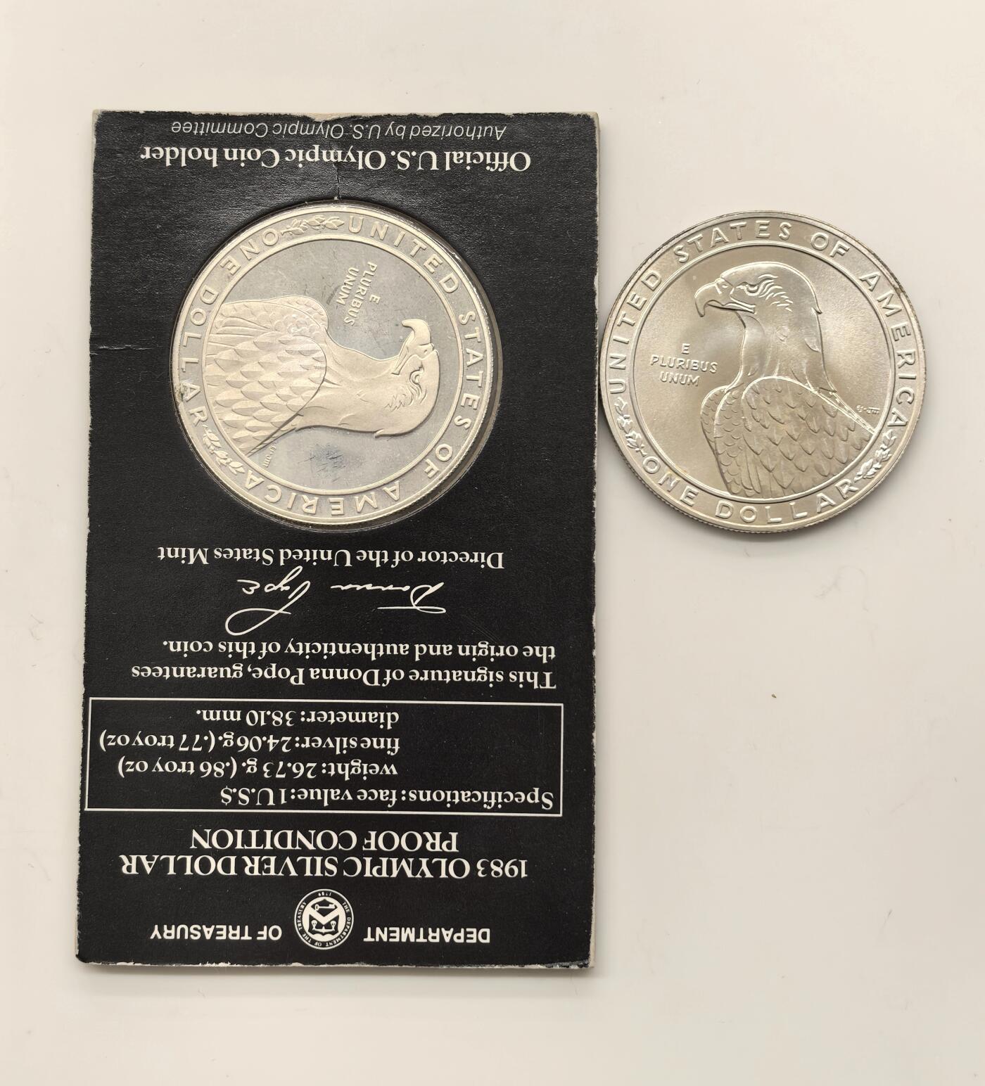 博洋堂世界钱币拍卖第149期（全场包邮） 美国1983年洛杉矶奥运会1美元大银币2枚