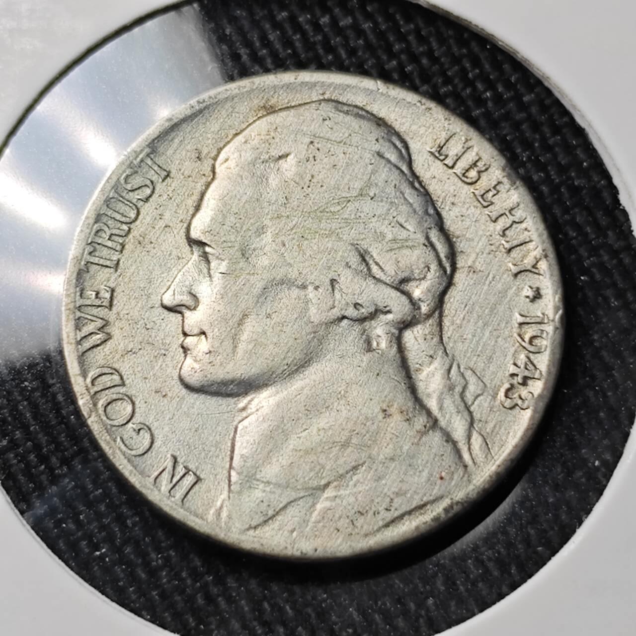 KK钱币收藏小铺 （套币 好品/批量散币 银币）专场  2月预留时间 周末发货  1943美国5分银币 P厂