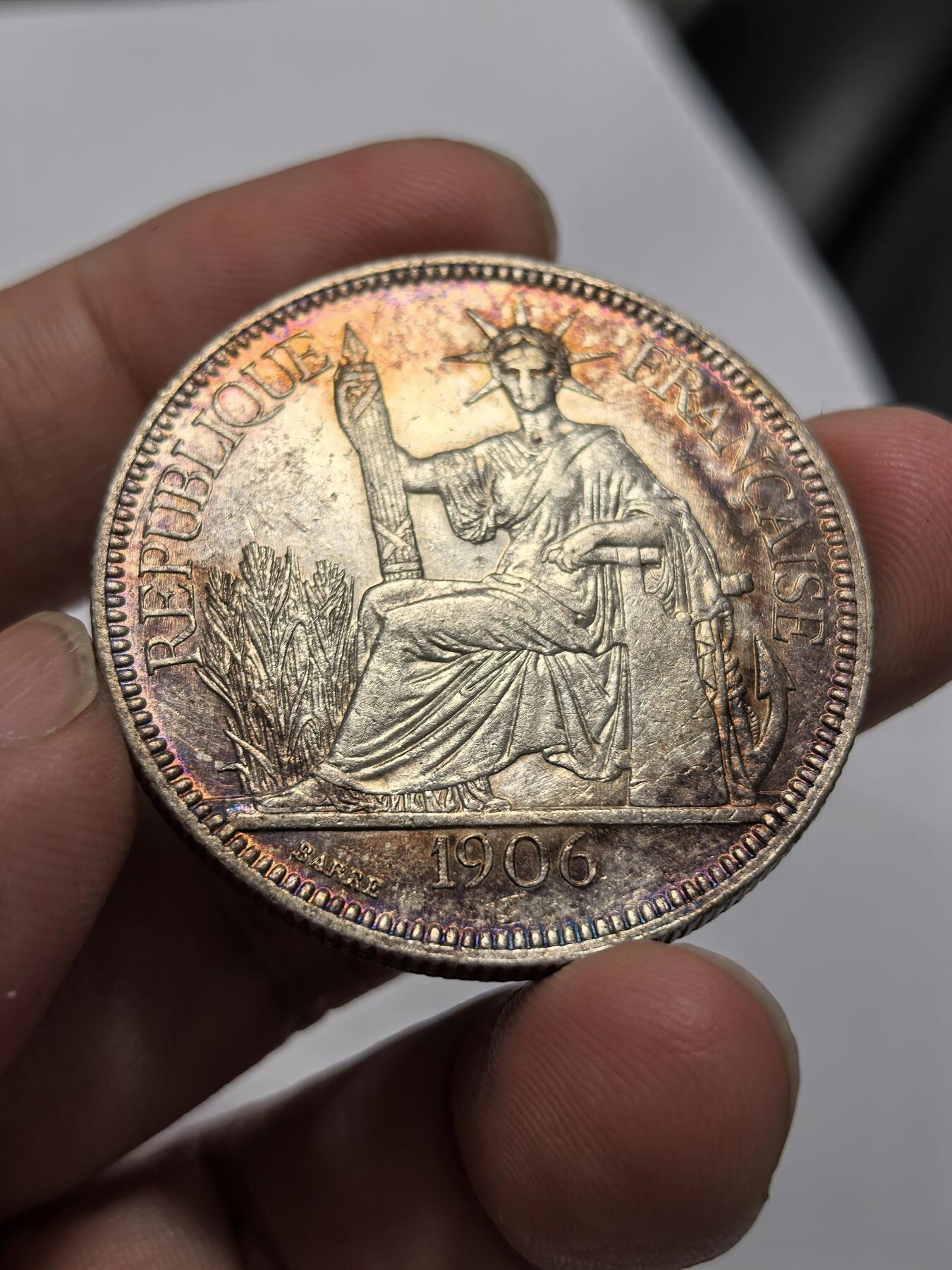 博洋堂世界钱币拍卖第149期（全场包邮） 法属印支坐洋1906年 一元银币