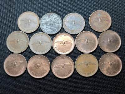 KK钱币收藏小铺 （套币 好品/批量散币 银币）专场  2月预留时间 周末发货 -  加拿大建国200周年1分纪念币一组14枚