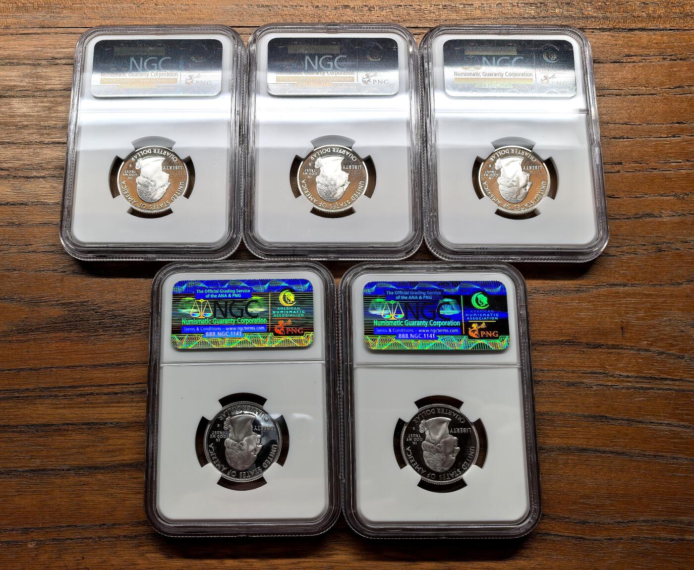 纫秋兰以为佩·凡希社微拍感恩专场 2007美国联邦州25分纪念银币五枚套NGC-PF69UC，蒙大拿等