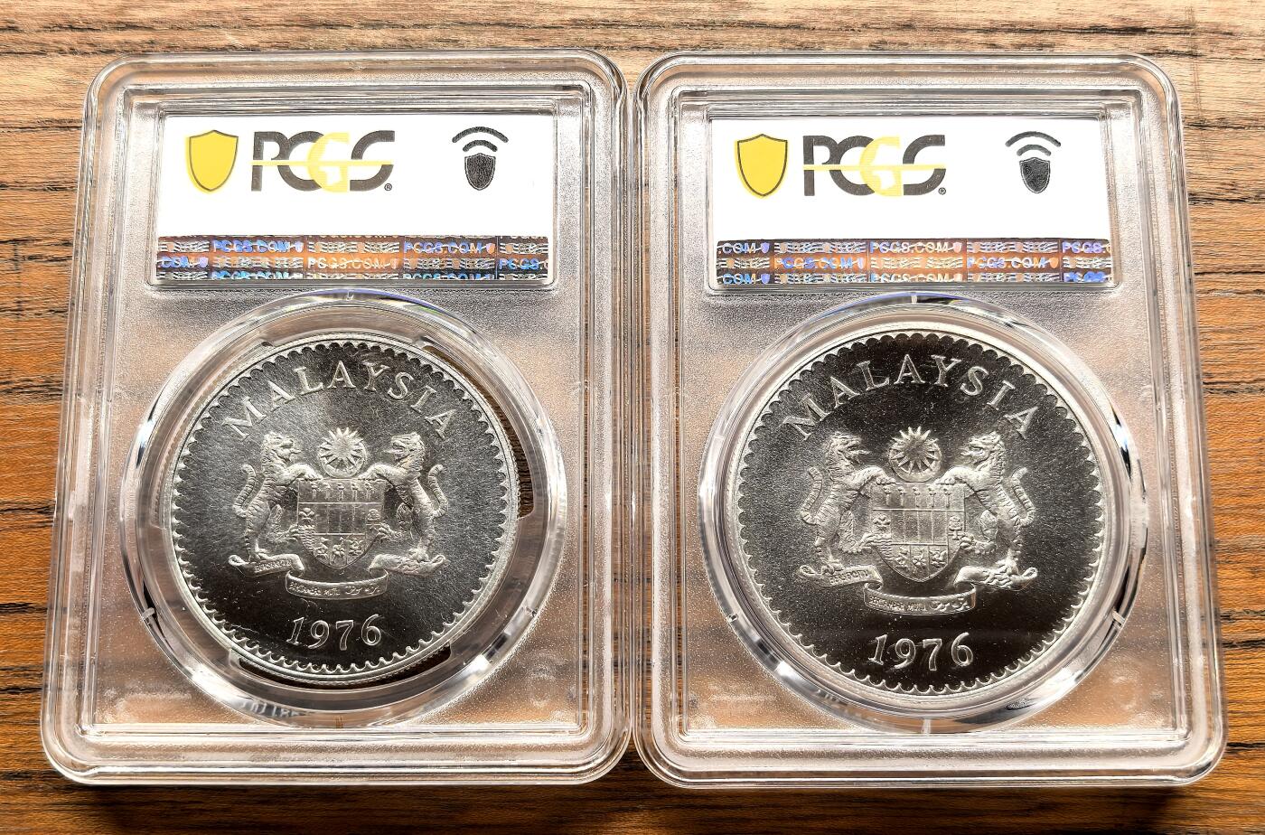 纫秋兰以为佩·凡希社微拍感恩专场 1976马来西亚犀鸟/白肢野牛15/25R大银普制两枚套PCGS-MS68