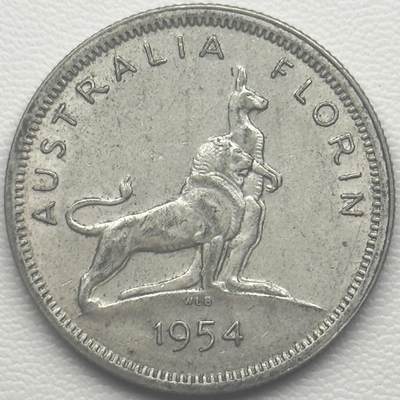 ＜小葵钱铺＞第66期·散币·银币场·满200包邮，不寄存·12月1号发货 - 澳大利亚1954年皇家访问1弗罗林纪念银币