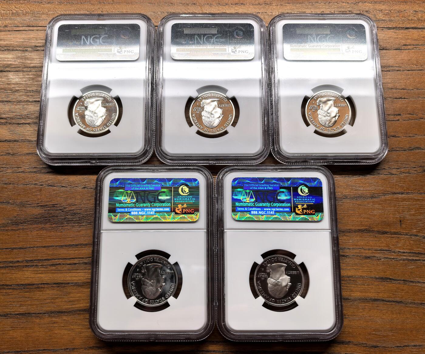 纫秋兰以为佩·凡希社微拍感恩专场 2001美国联邦州25分纪念银币五枚套NGC-PF69UC，肯塔基等。