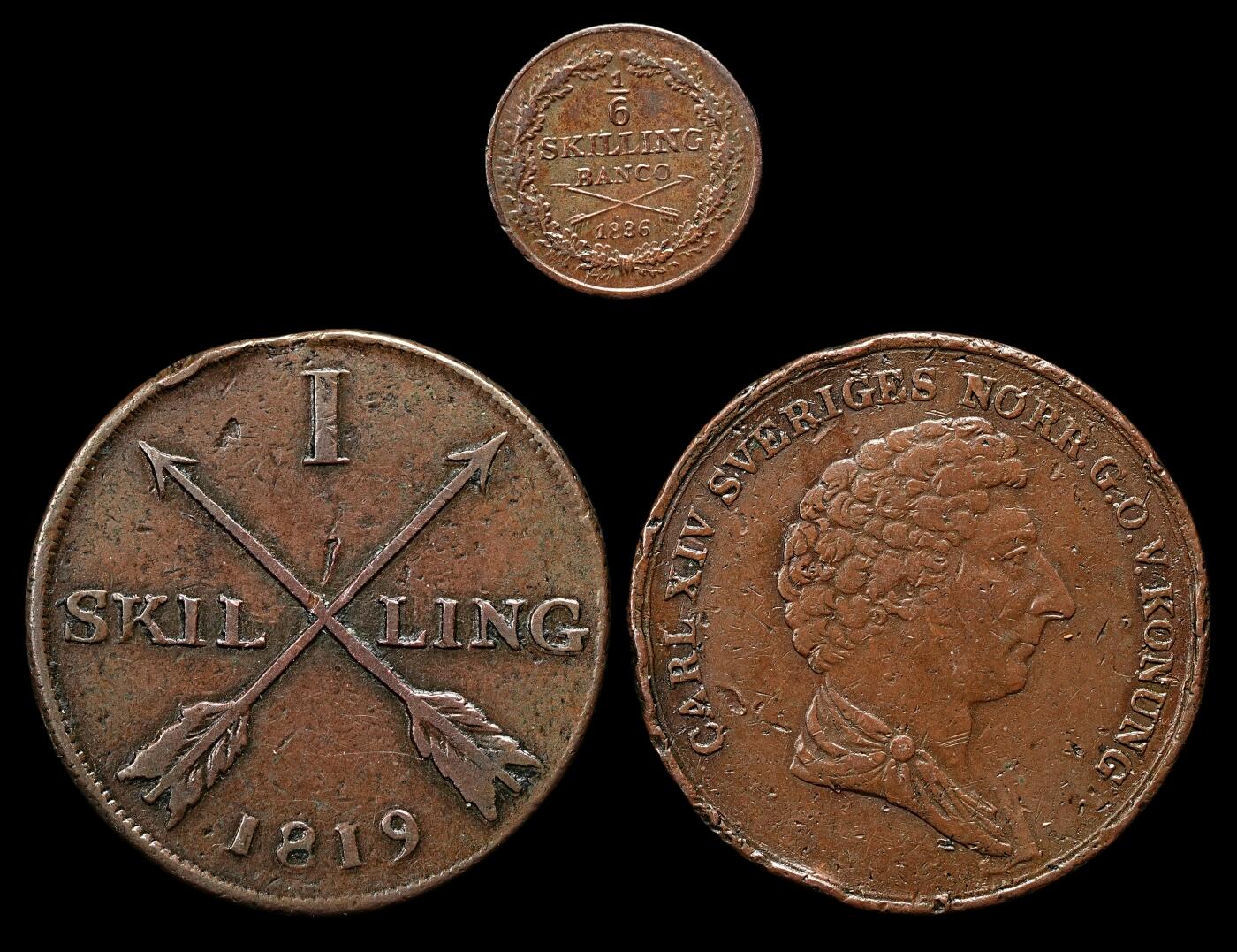 修遠堂世界钱币第九十五期 19世纪瑞典老铜币3枚