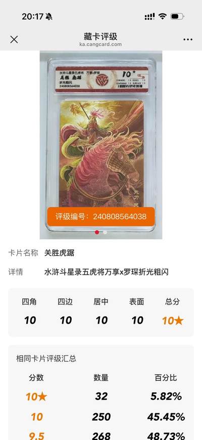 秋萤阁第34期 (11月30日周日晚上23点截拍，欢迎竞拍) 0佣金！ - 万享水浒斗星录 关胜 虎踞 折光 10星 仅32张