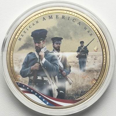 ＜小葵钱铺＞第66期·散币·银币场·满200包邮，不寄存·12月1号发货 - 〈50mm，45g〉皮特凯恩群岛2023年美墨战争1元镀金纪念币