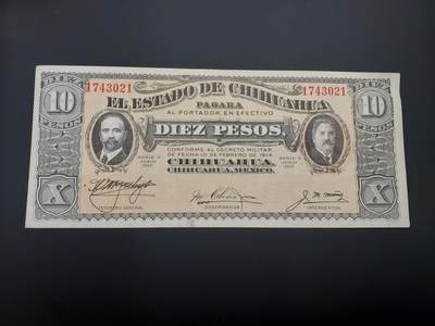 博彦收藏   12月8日 8点 钱币专场 - 1914 墨西哥 10比索UNC