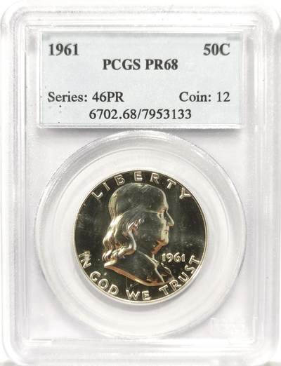 博洋堂世界钱币拍卖第149期（全场包邮） - PCGS PR68 美国1961年富兰克林半美元精制银币