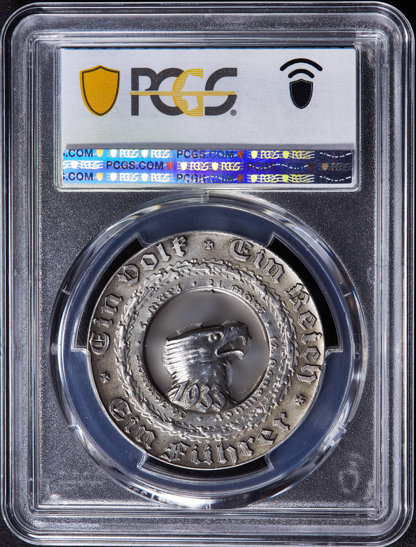 【俄甄集藏】2025年(045)12-03 星期三 晚 19:30 全场包邮 德国第三帝国1933年党魁头像政党大事记纪念银章，PCGS SP63，黄油彩老包浆，原图联系客服或前往对应官网进行查询