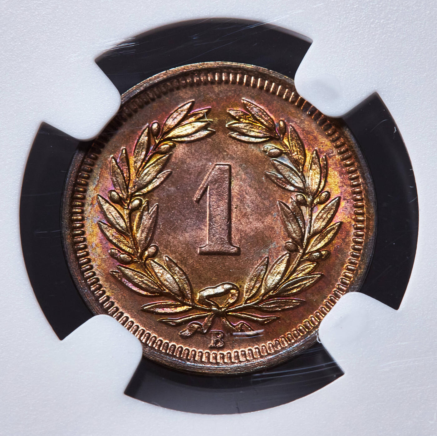 【俄甄集藏】2025年(045)12-03 星期三 晚 19:30 全场包邮 瑞士1926年B版1生丁铜币，NGC MS64RB，原铜光，转光品相