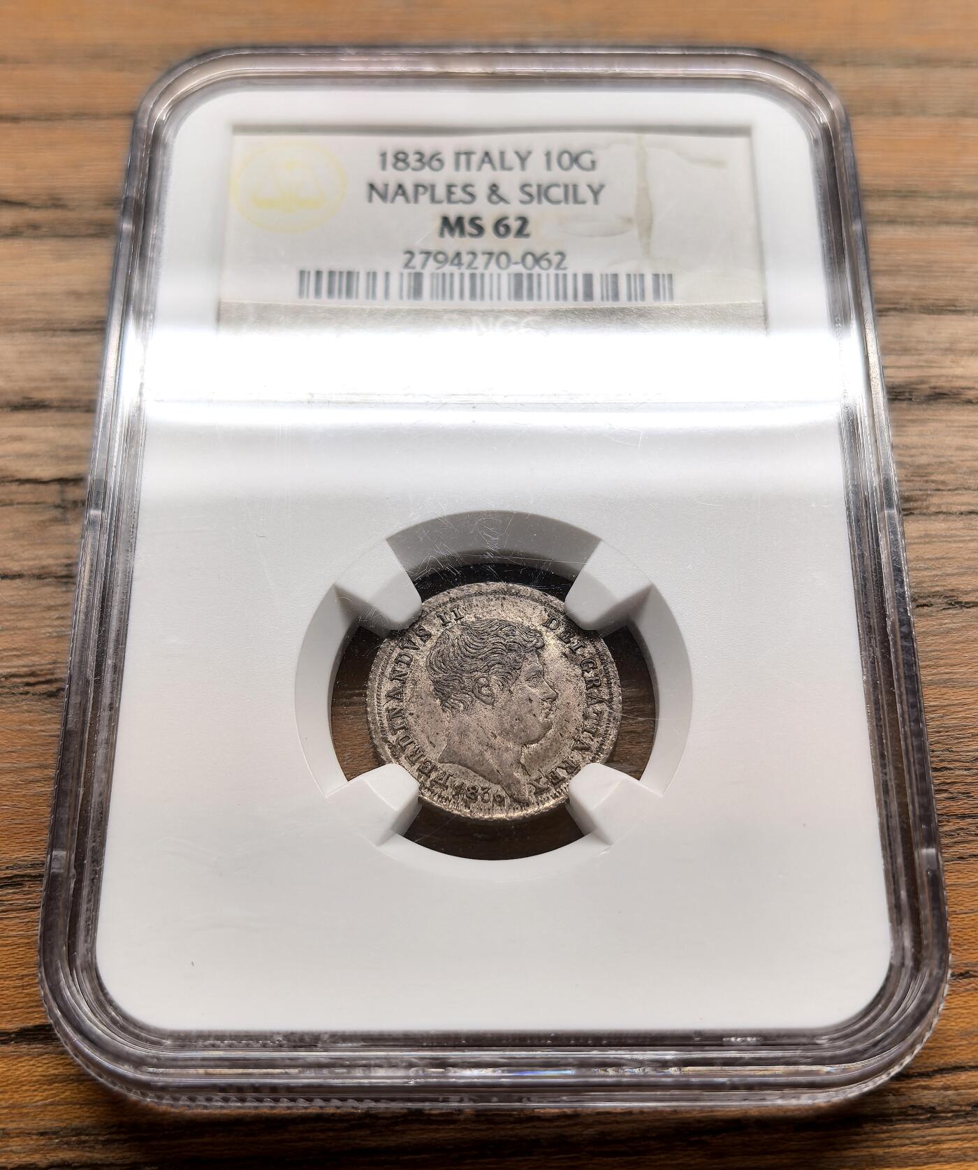 纫秋兰以为佩·凡希社微拍感恩专场 1836意大利那不勒斯与西西里10G银币NGC-MS62