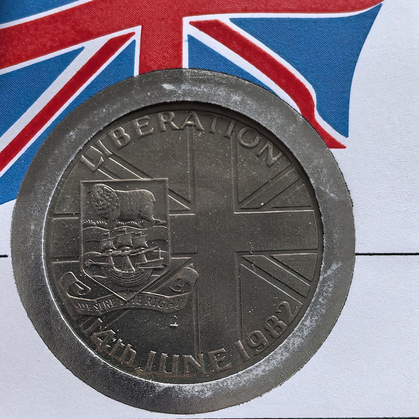 道一币馆币章第一百五十六场 邮币封 福克兰群岛1982年被发现150周年50便士克朗型纪念币