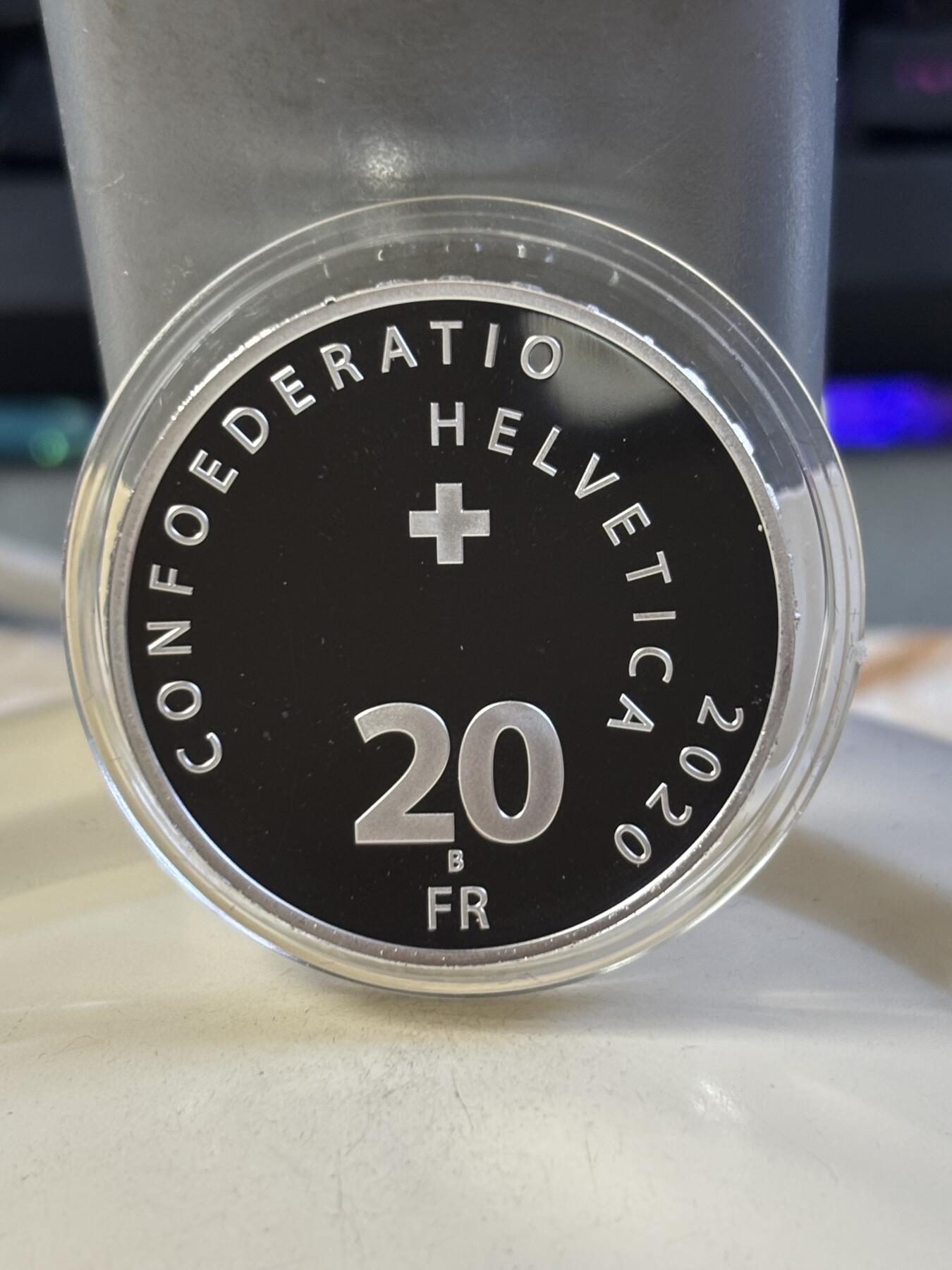 第183期拍卖 瑞士2020年穿越阿尔卑斯山的新铁路精制银币，835银，20克，发行7500枚，有氧化