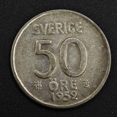 【淘币小摊】限时拍第八百一十二拍  小银币场  满百包邮可预留两周  周一统一发货  - 瑞典1952年50欧尔银币