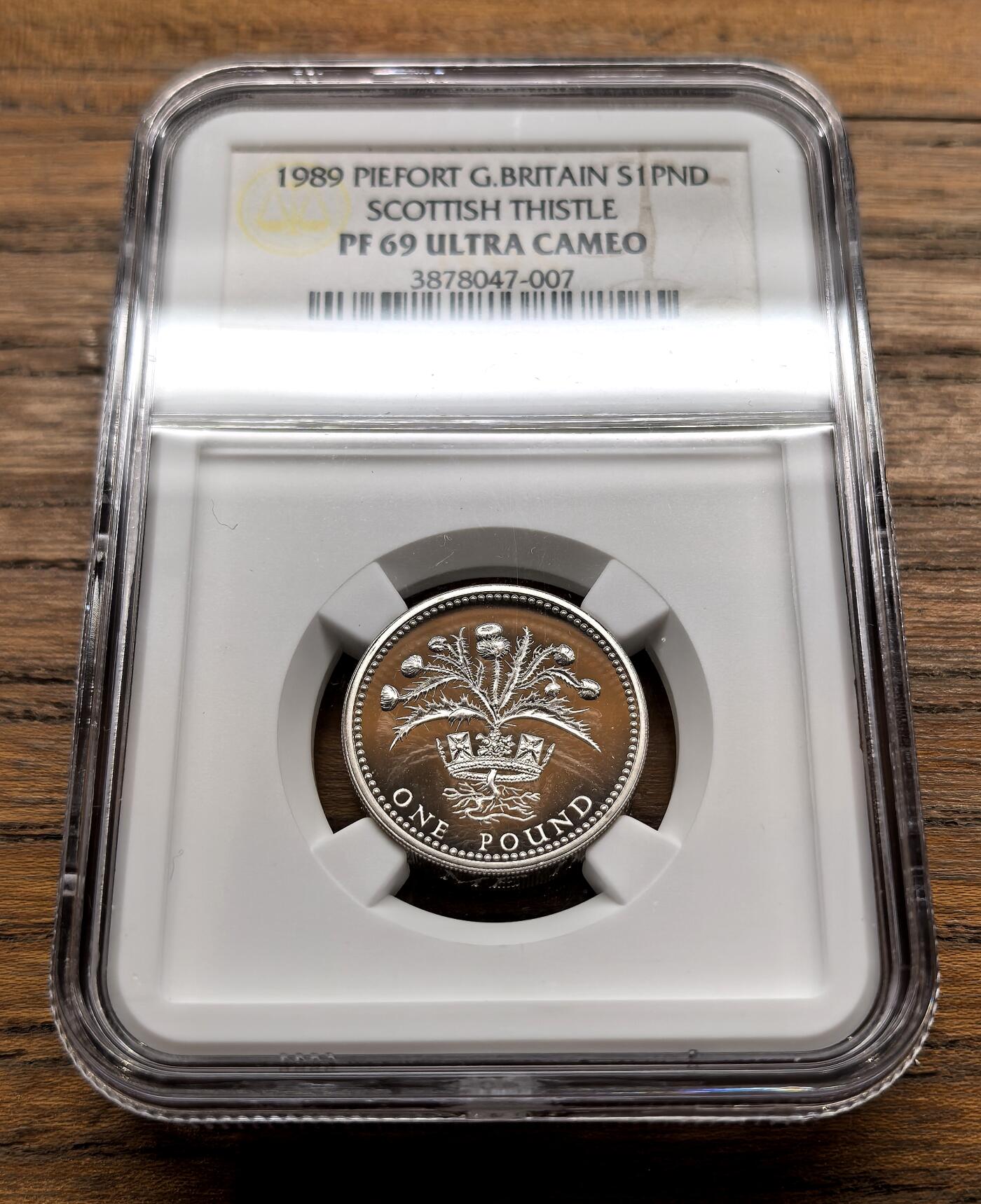 纫秋兰以为佩·凡希社微拍感恩专场 1989英国苏格兰蓟加厚银镑NGC-PF69UC