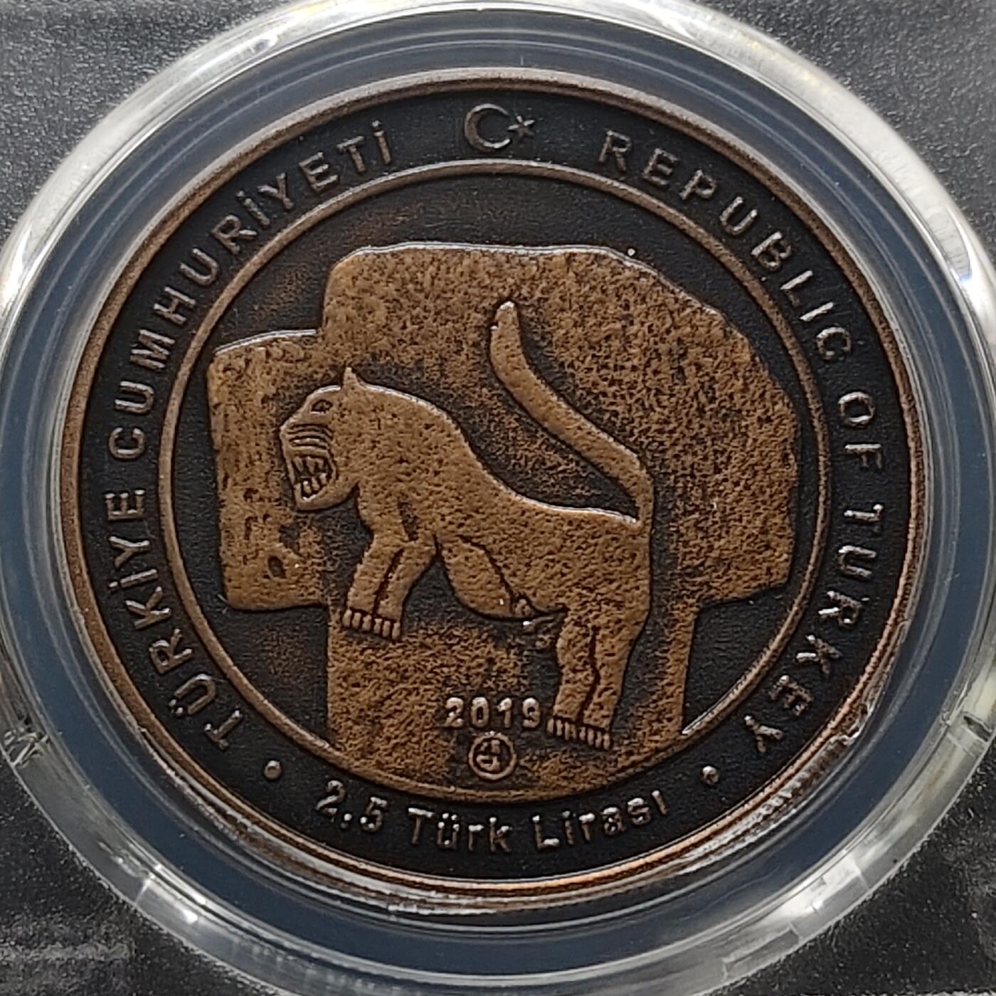 【全场包邮】纯粹捡漏拍483场（免费代拍第20场） 【收藏级·少见】土耳其2019年2.5里拉哥贝克力石阵之年仿古铜币-量5000-PCGS MS69 BN