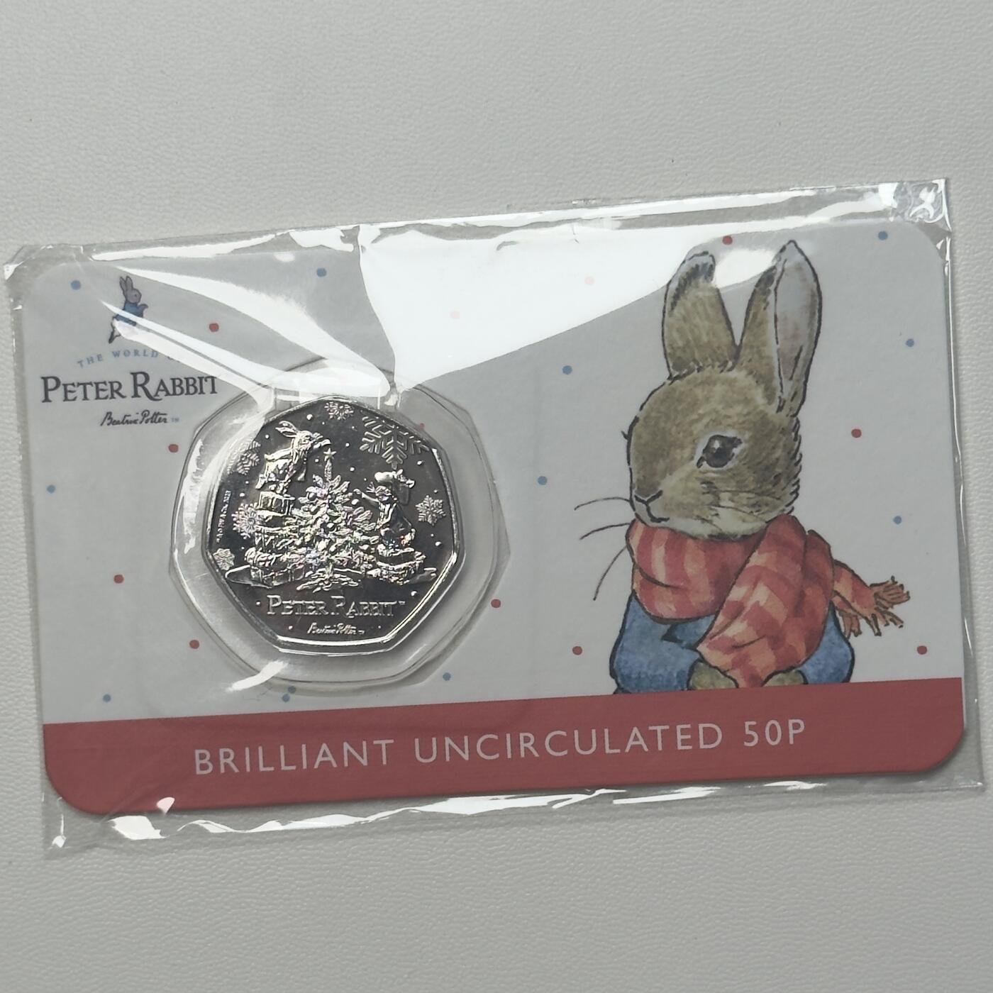 ＜小葵钱铺＞第66期·散币·银币场·满200包邮，不寄存·12月1号发货 皮特凯恩群岛2023年彼得兔的圣诞节50便士卡装纪念币