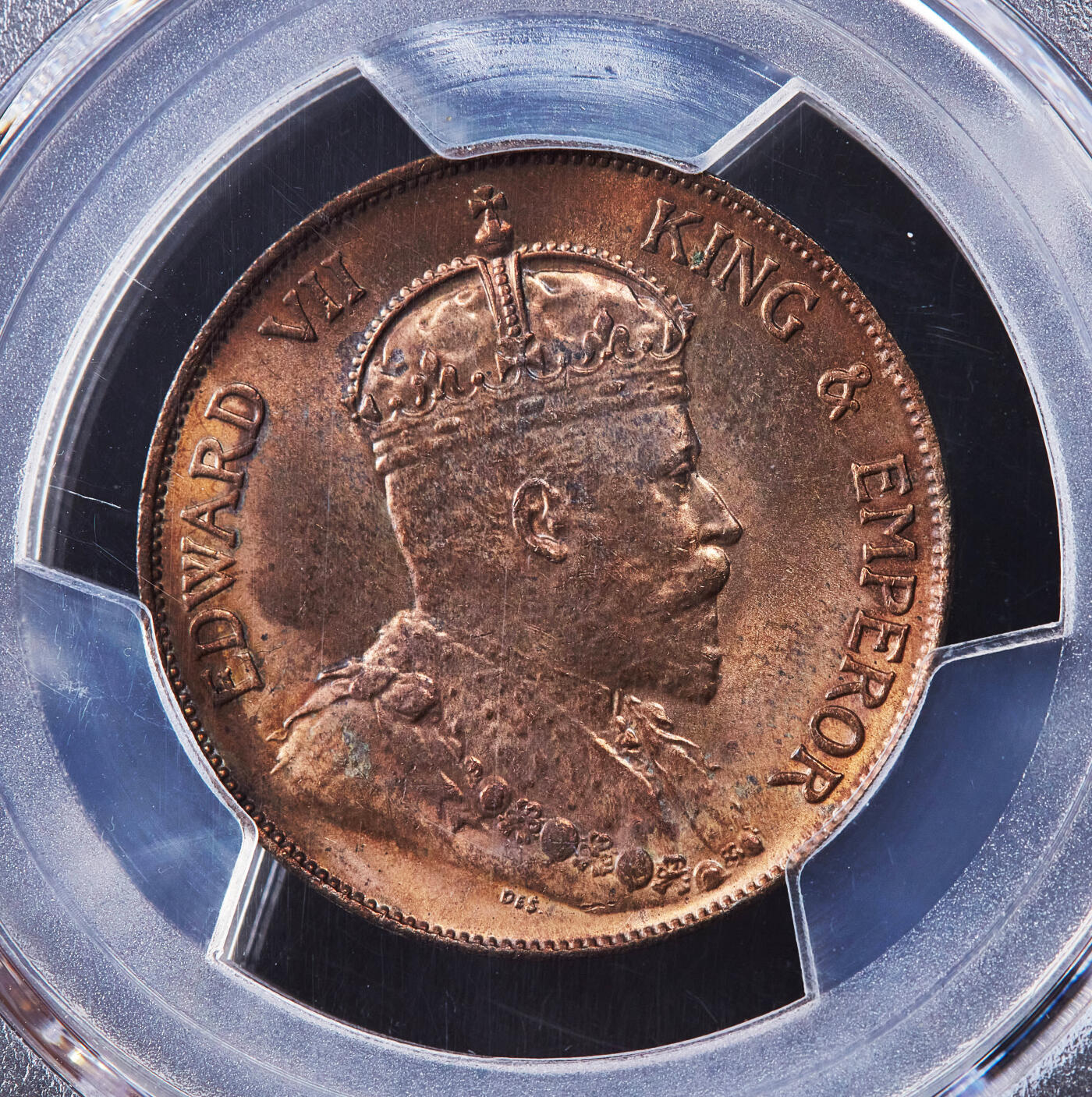 【俄甄集藏】2025年(045)12-03 星期三 晚 19:30 全场包邮 英属香港1904年爱德华七世H版大1分铜币，PCGS UNCD，原铜光，转光品相，疑似错杀