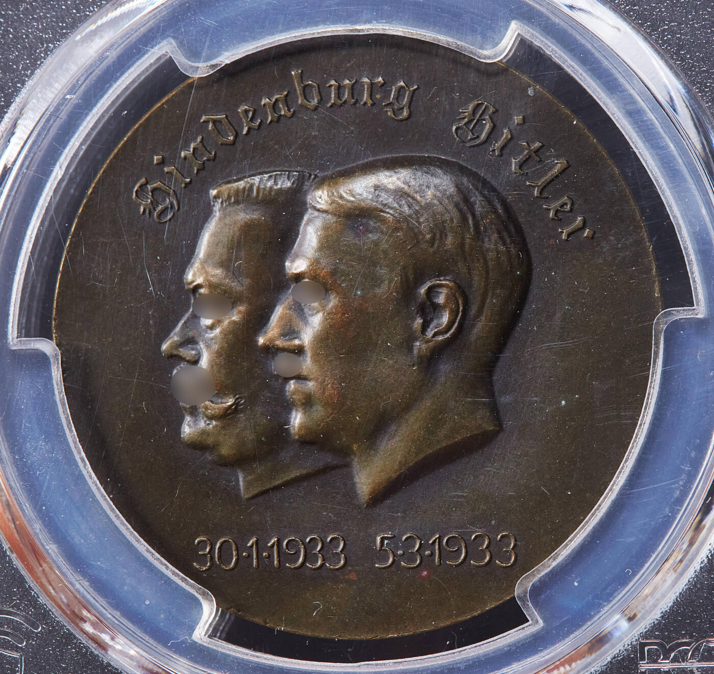 【俄甄集藏】2025年(045)12-03 星期三 晚 19:30 全场包邮 德国第三帝国1933年纪念总理就任铜章，PCGS SP63，热门品种，原图联系客服或前往对应官网进行查询