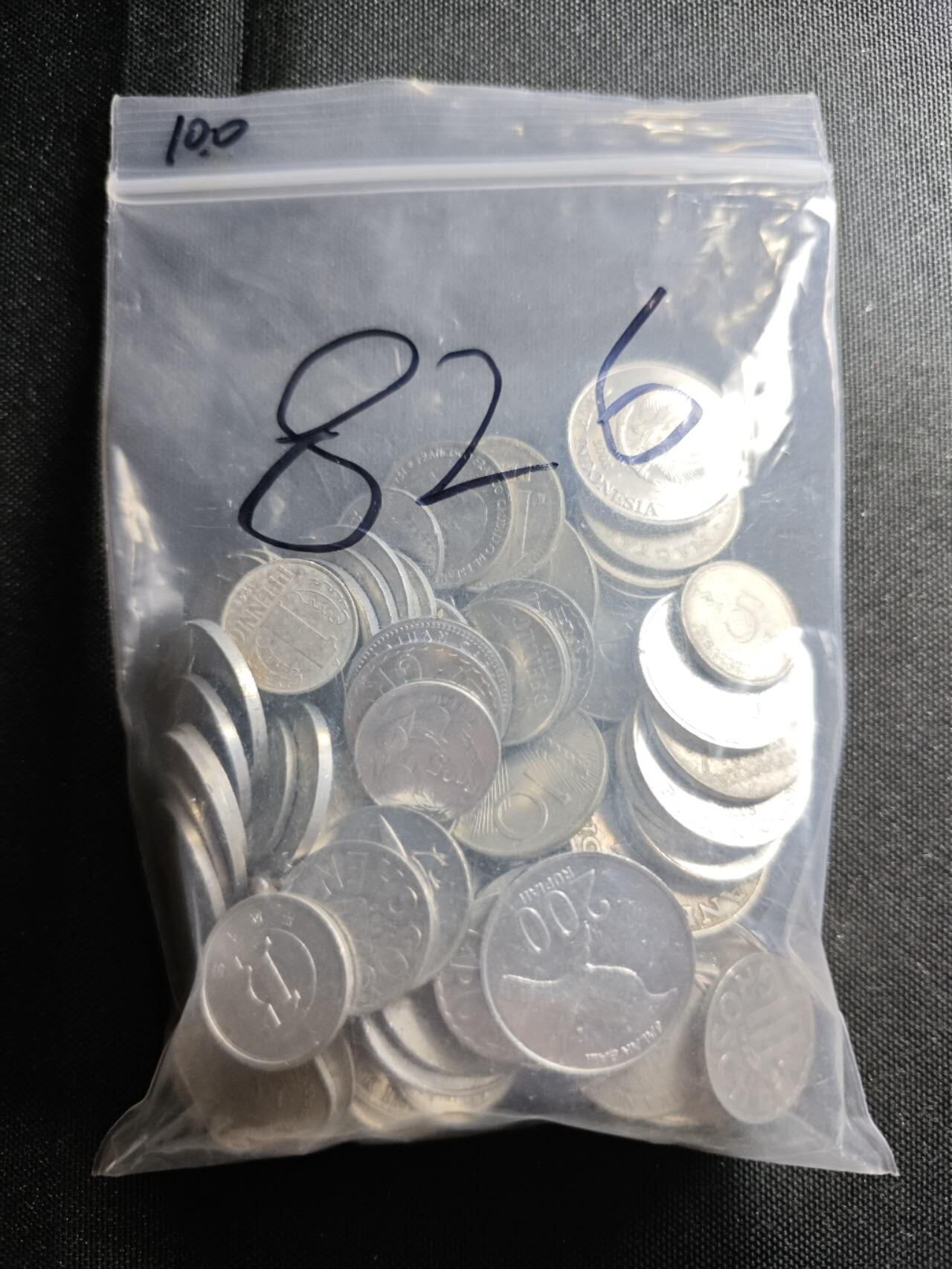 KK钱币收藏小铺 （套币 好品/批量散币 银币）专场  2月预留时间 周末发货  铝币一组100枚一组 各国各年份不同面值100枚