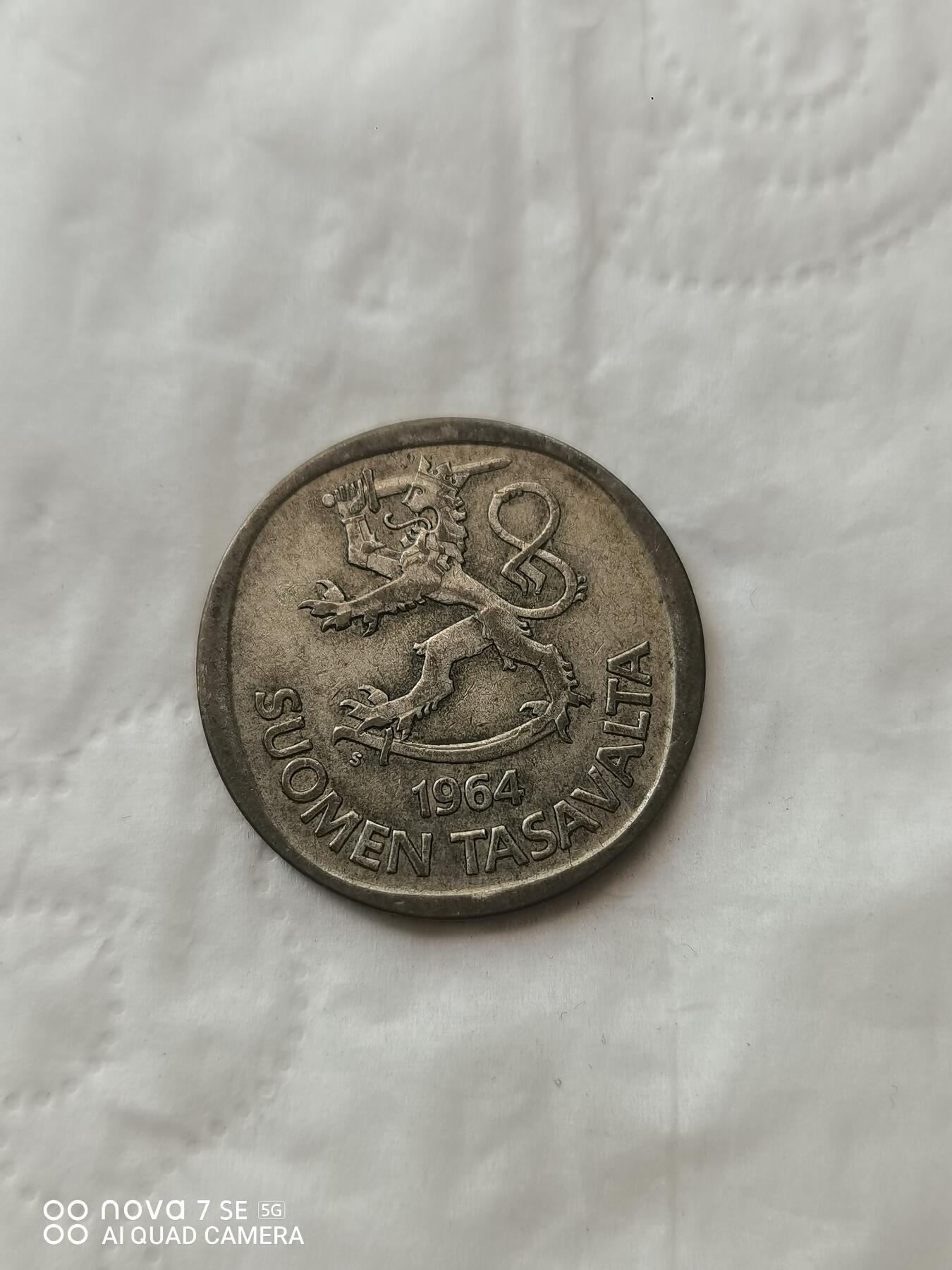 外国钱币 64年芬兰1马克